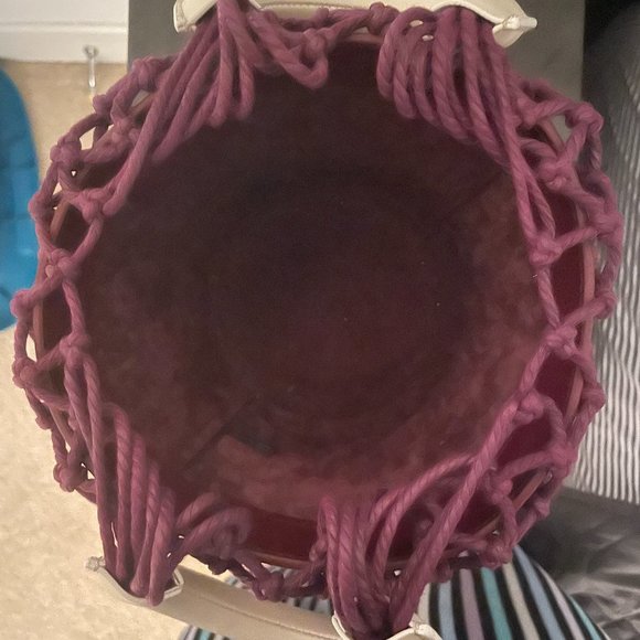 Staud Moreau Leather and Macrame Bucket Bag (Burgundy) - Picture 5 of 5